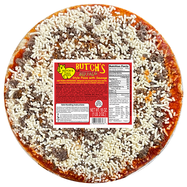 Butch's buffalo style pizza with sausage