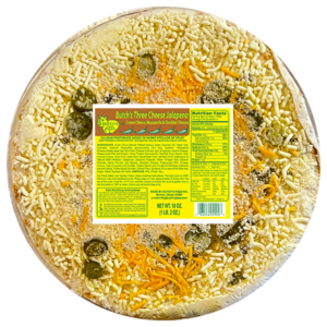 Butch's three cheese jalapeno pizza with cream cheese, mozzarella and cheddar cheeses