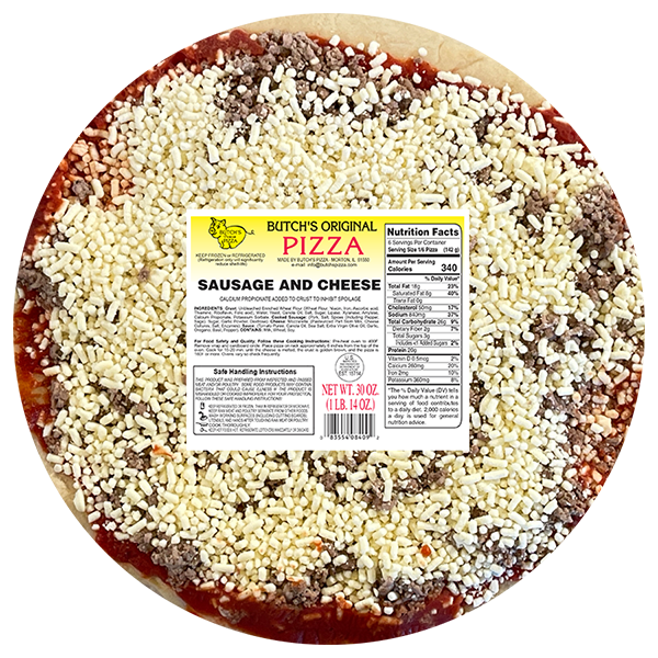 Butch's original sausage and cheese pizza
