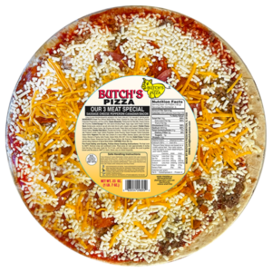 Butch's 3 meat special pizza with sausage pepperoni and Canadian bacon