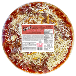 Butch's original bacon pizza with cheddar cheese